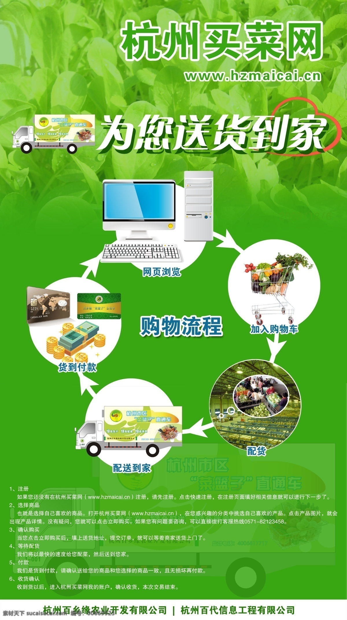 配送流程 配送 购物 流程 配送车 3d配送车 3d电脑主机 电脑 机箱 蔬菜 绿色 展架 x展架