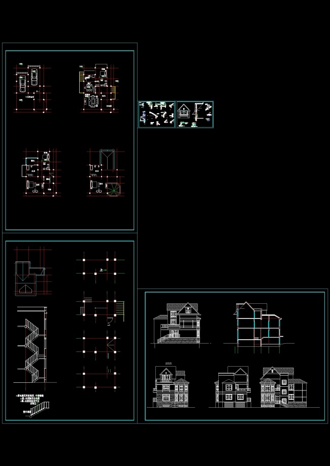 别墅 工程 图 cad 图纸 建筑环境设计 建筑施工图 建筑设计 建筑图纸 源文件 施工设计图 dwg 黑色