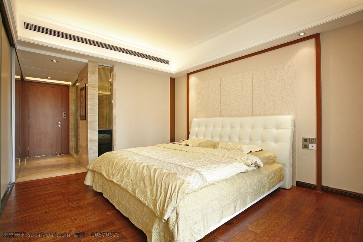 欧式 室内 卧室 床铺 射灯 中央空调 装修