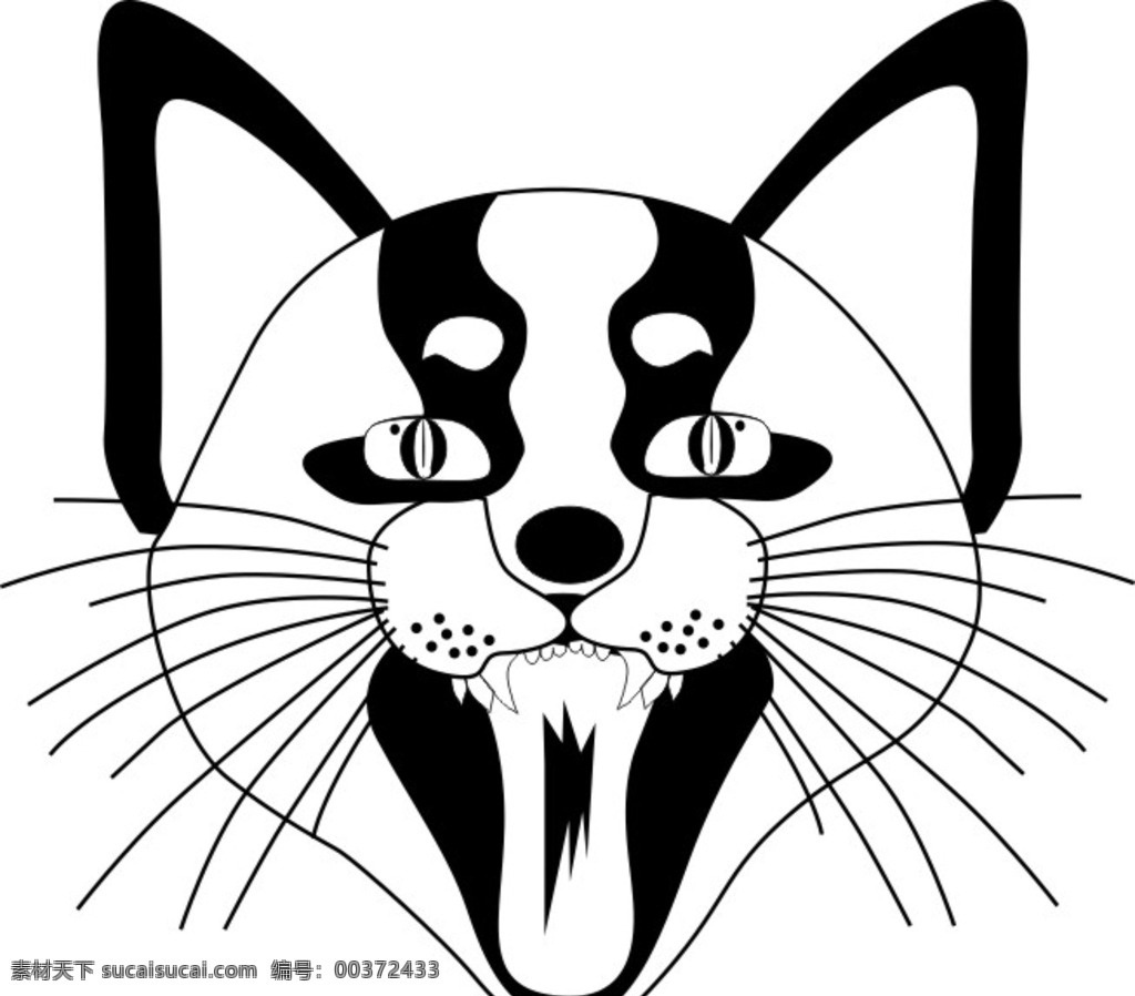 矢量猫 矢量图 猫 黑白画 画猫 黑白猫 画作 文化艺术 绘画书法
