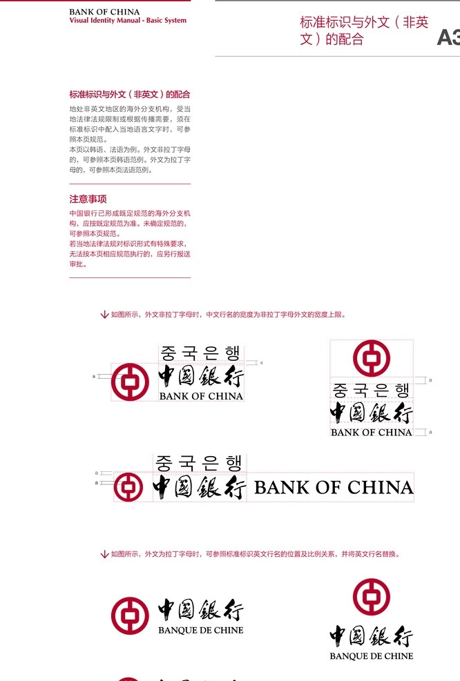 中国银行 标志 外文 非 英 配合 标准 标识 logo vi设计