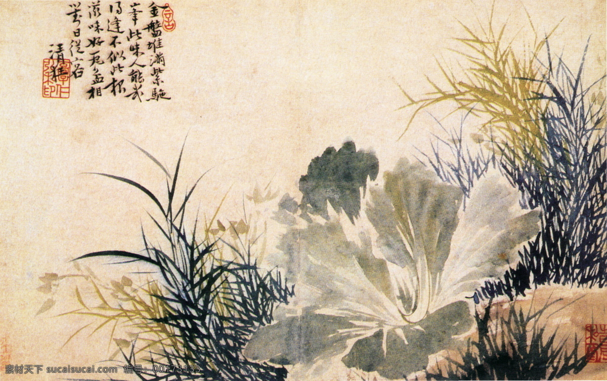 杂画图b 花鸟画 中国 古画 中国古画 设计素材 花鸟名画 古典藏画 书画美术 黄色