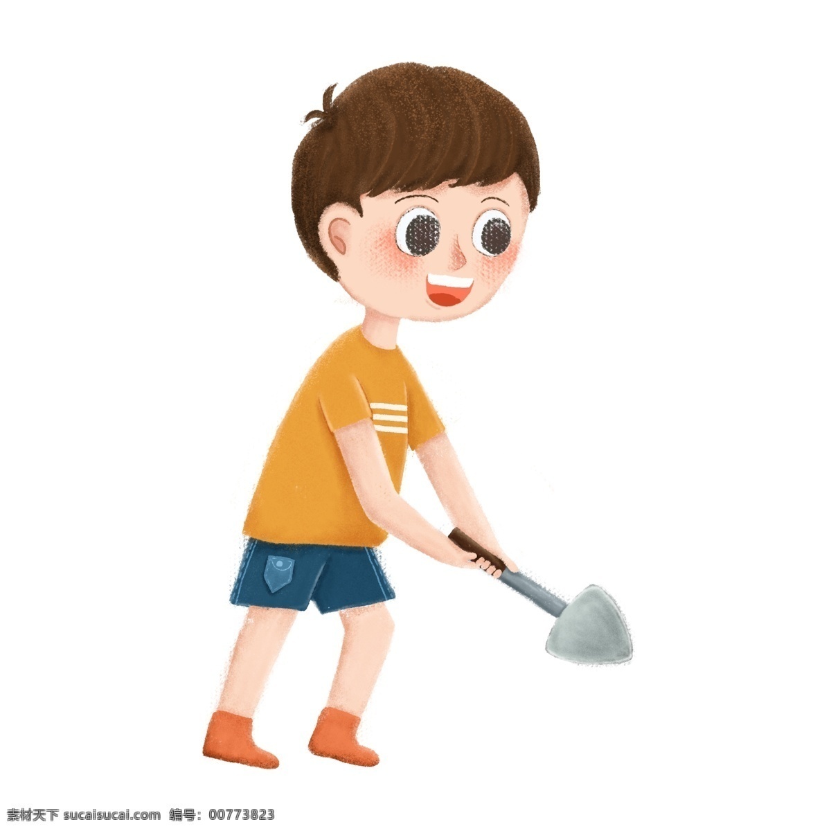 卡通 可爱 植物 小 男孩 人物 透明元素 手绘元素 儿童 劳动