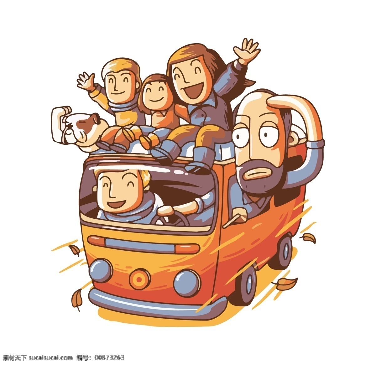 插画元素图片 巴士 图形插画 矢量图 卡通漫画 旅行 旅途