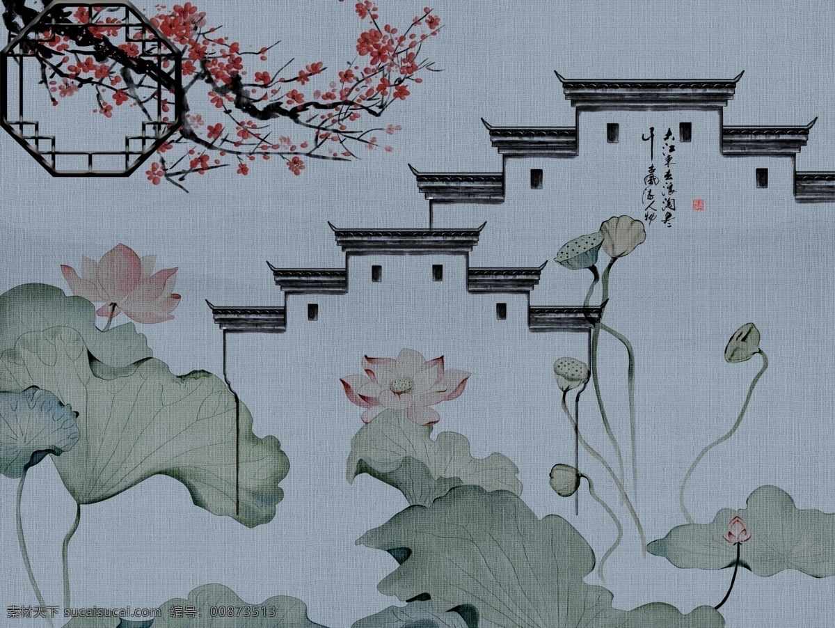 新 中式 山水 花鸟 背景 墙 新中式 背景墙 新中式山水 花鸟背景墙 2019 分层