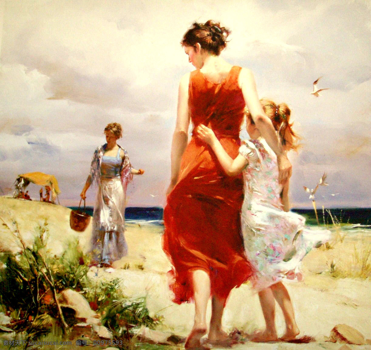 妇女 海边夏日 海水 海滩 绘画书法 美术 女人 夏日 设计素材 海边 模板下载 油画 少妇 小姑娘 油画艺术 油画作品50 文化艺术 psd源文件