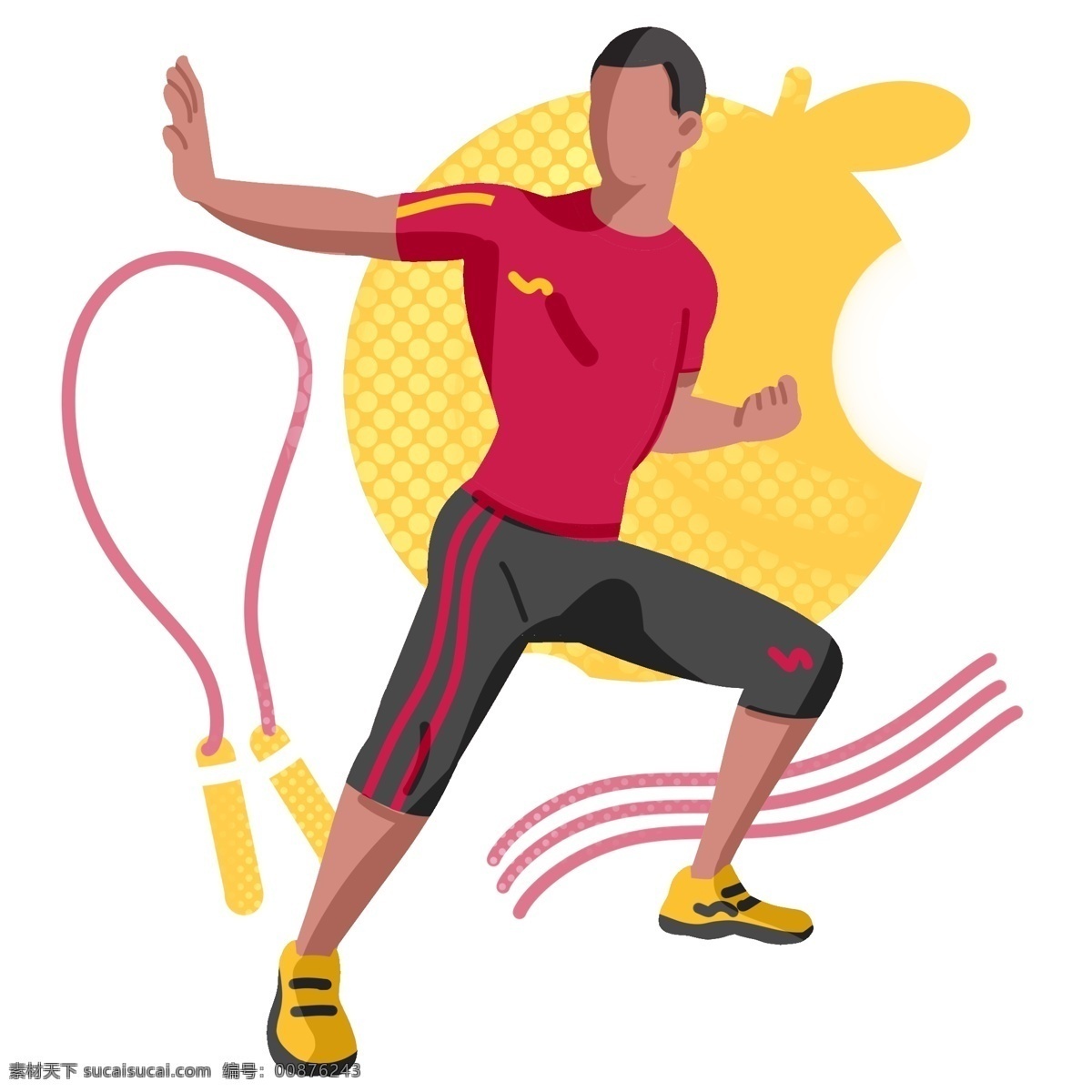 跳绳 运动 卡通 插画 跳绳的运动 卡通插画 运动插画 健身运动 锻炼身体 活动筋骨 红色的绳子
