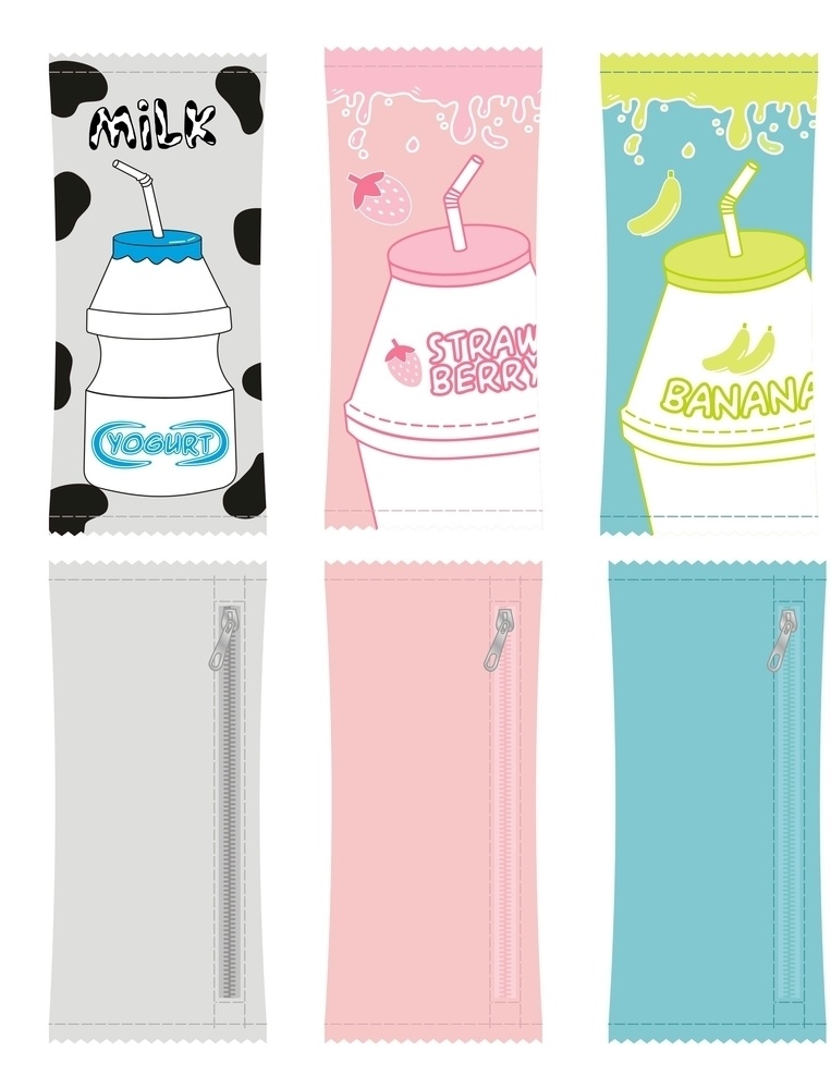 牛奶笔袋 牛奶 卡通 笔袋 矢量图 手绘 包包 标志图标 其他图标