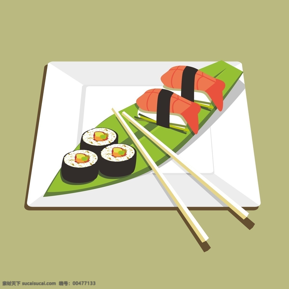 日本 寿司 国外 美食 矢量图