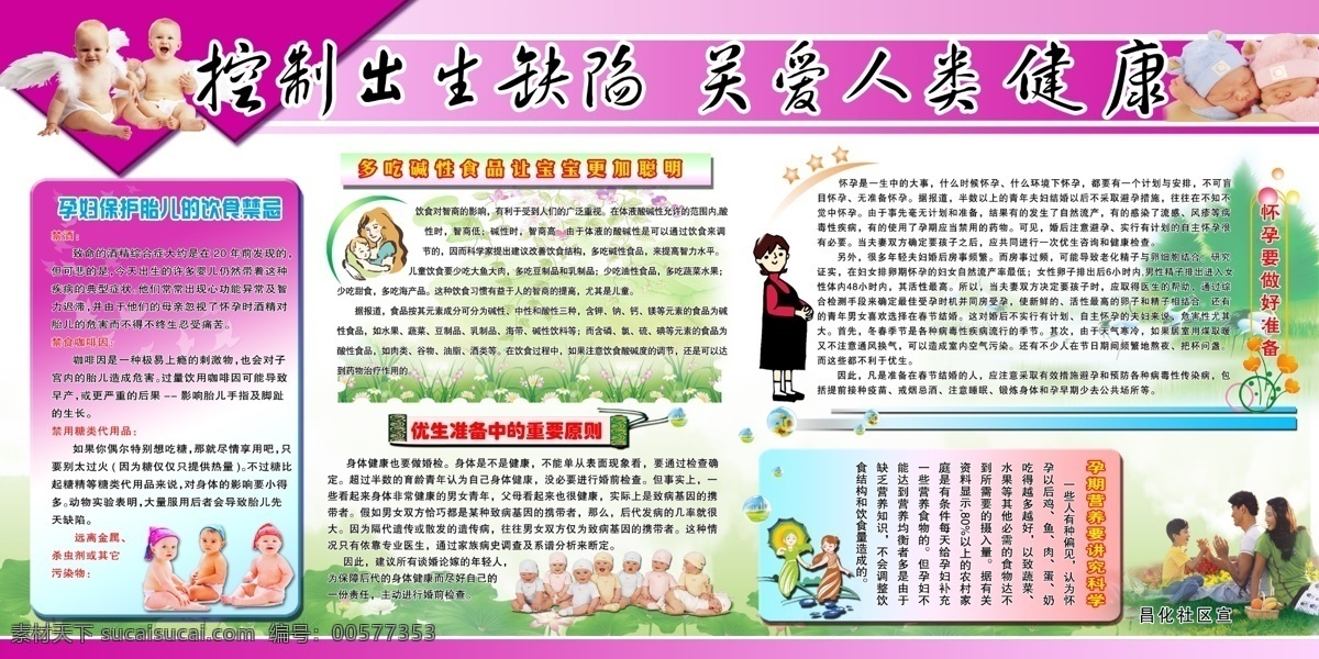 控制出生缺陷 关爱 健康 孕妇 饮食 展板 源文件