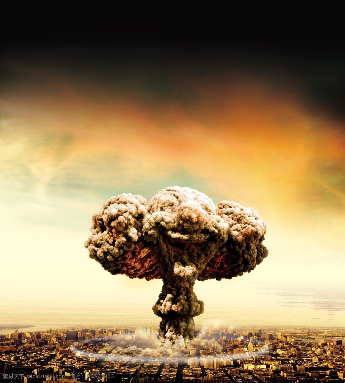核弹 爆炸 蘑菇云 核弹爆炸 蘑菇云psd 爆炸场景 核导弹 原子弹 城市景观 psd素材库 创意元素