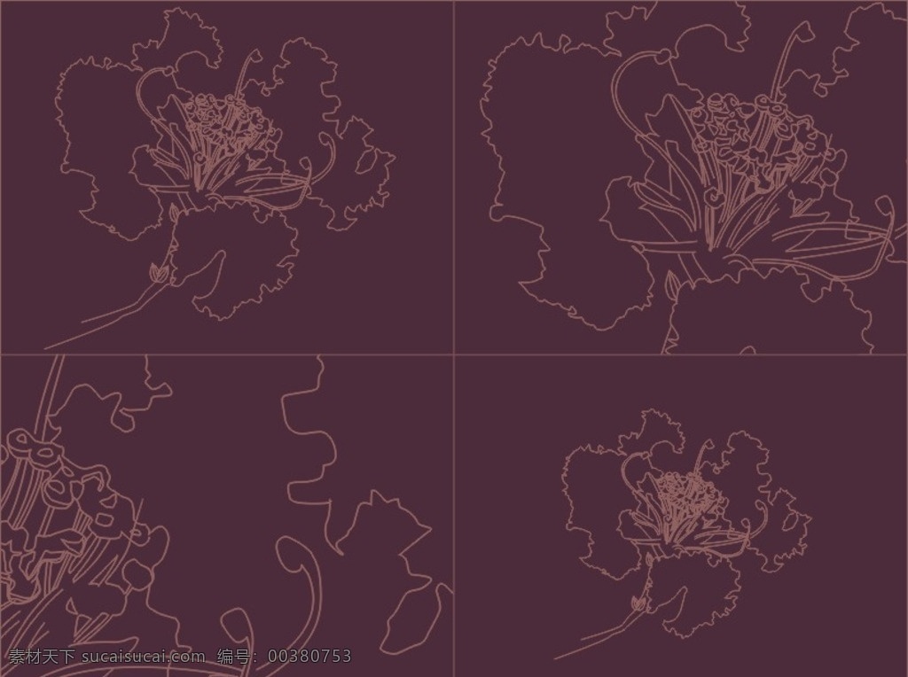 紫薇 手绘 矢量图 花卉 植物 线描 底纹边框 花边花纹