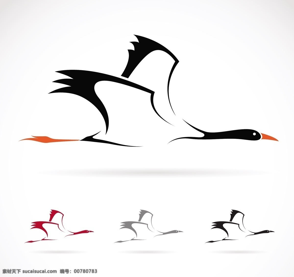 仙鹤 可爱 简 笔画 小 图标 动作 飞翔 设计元素 创意设计 高清 分解 装饰图案 广告装饰图案