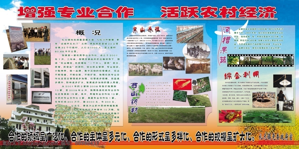 加强专业合作 活跃农村经济 农民 专业合作社 种植 养殖 农村致富 新途径 刊版制作 展板模板 广告设计模板 源文件