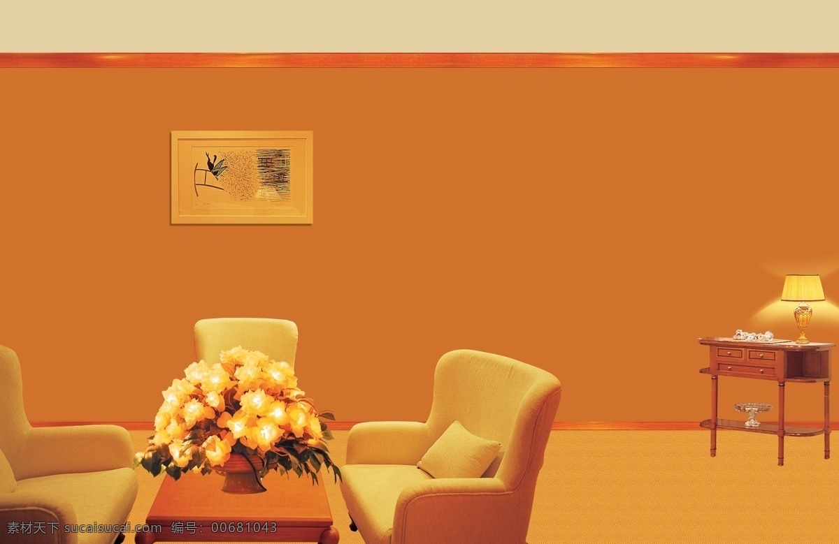 清新 淡雅 居家生活 室 內 設 計 海 報 廣 告 家居生活 沙發 花卉 家庭生活 壁畫 枱燈 明亮清新