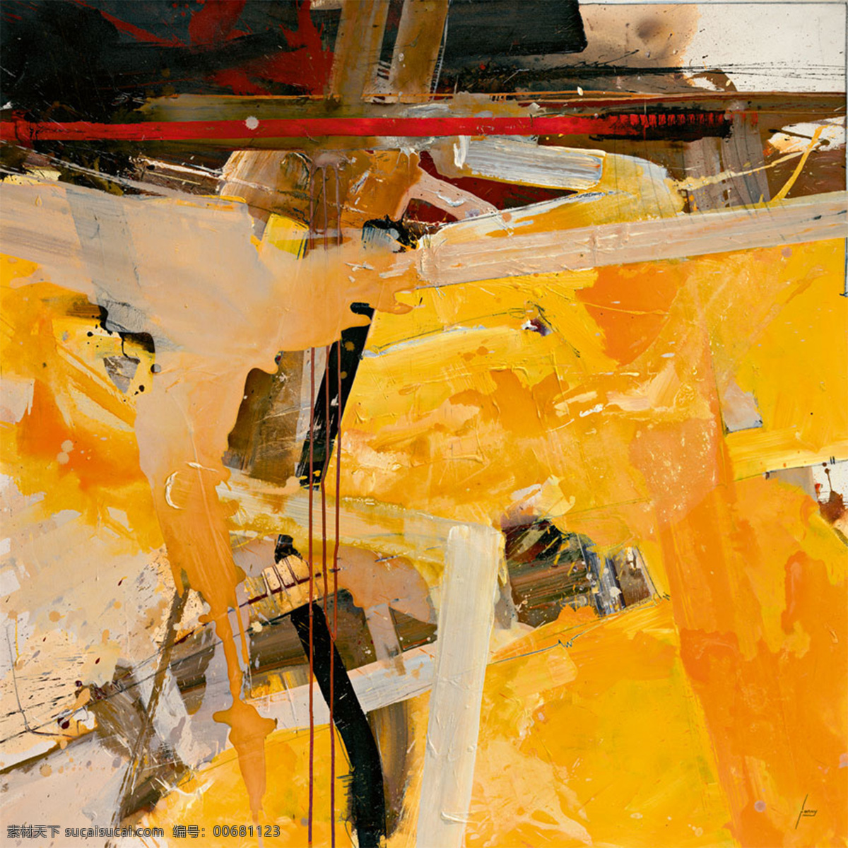 抽象油画作品 抽象 油画 黄色 油画素材下载 无框画 装饰画 挂画 壁画 绘画书法 文化艺术