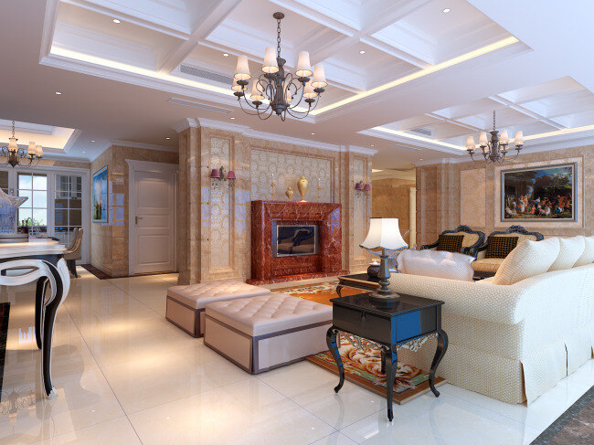 清新 客厅 3d 家庭 模型 时尚 3d模型素材 室内装饰模型