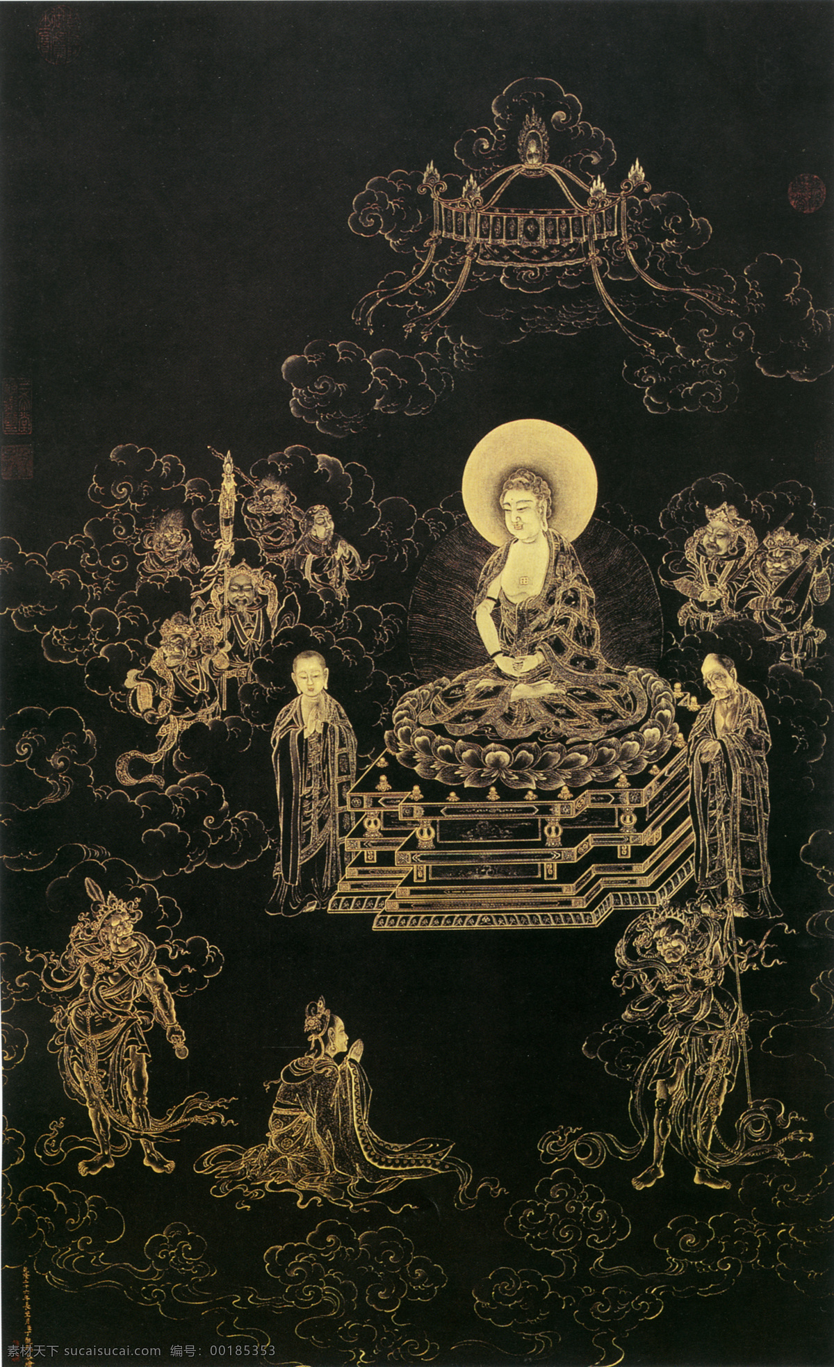 古代 佛教 人物 油画 国画 插画 手绘 素描 装饰画 无框画 中国风 油墨 破旧 书画文字 文化艺术