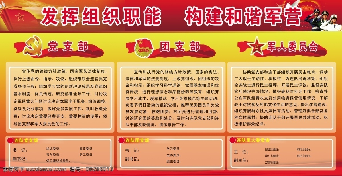 白鸽 党徽 党支部 广告设计模板 红绸 红旗 红丝带 团徽 发挥 组织 职能 展板 模板下载 团支部 军人委员会 八一标 海陆空三军 展板模板 源文件 其他展板设计