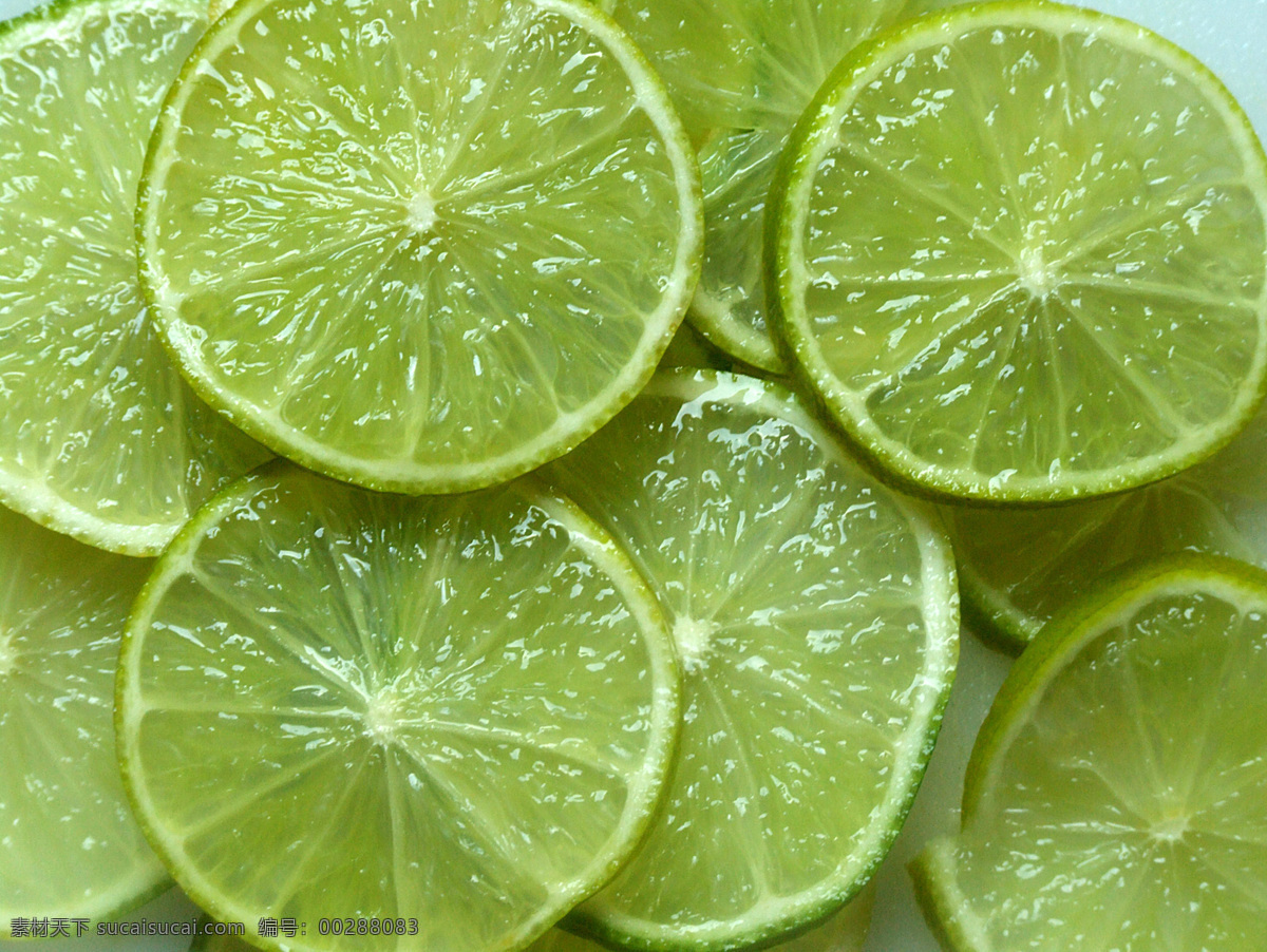 柠檬片 水果 食物 果实 绿色