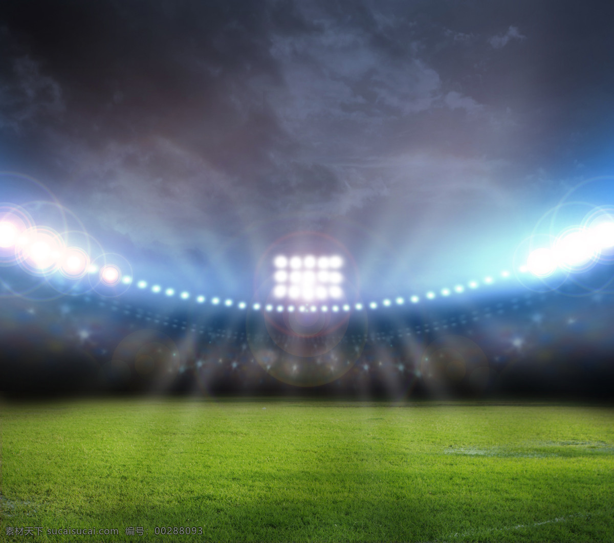 灯光 下 草地 橄榄球场地 草坪 观众台 光斑 体育运动 生活百科