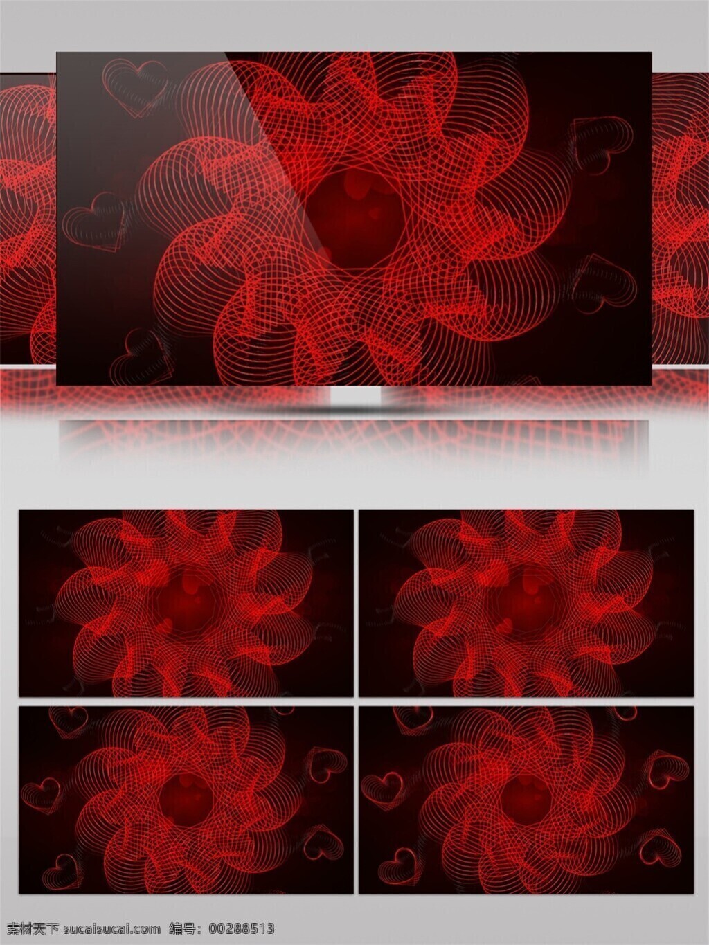 红色 光环 花蕾 视频 高清素材 光景素材 花朵 激光 唯美素材