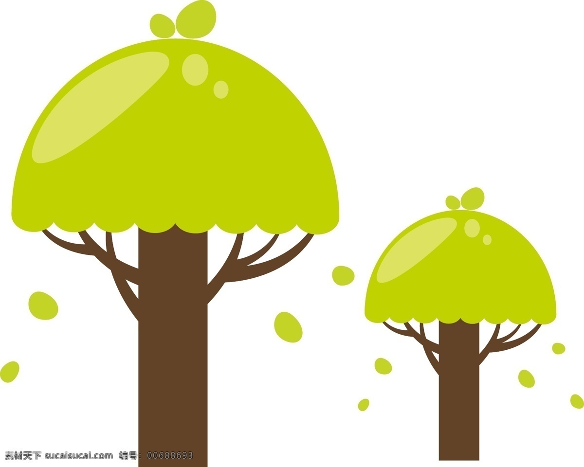 卡通 绿色 小树 矢量图 创意树 矢量植物 叶子 艺术 植物 白色