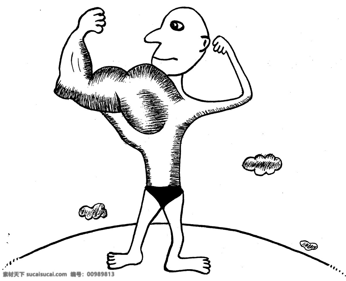 手绘 漫画 插图 黑白 bmp 插画 绘画书法 肌肉 健身 男人 文化艺术 健壮 插画集