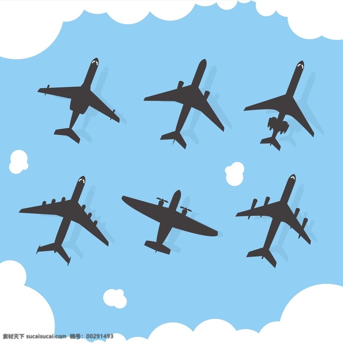 款 创意 飞机 剪影 矢量 客机 战机 航班 云朵 飞行 标志图标 其他图标