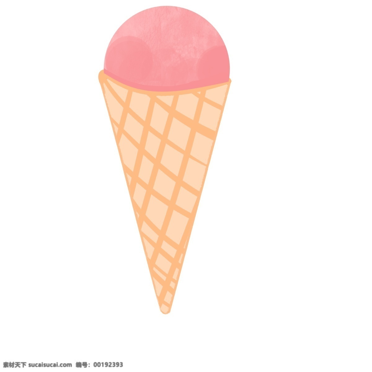 粉色甜筒 雪糕 卡通 夏日 凉爽 简洁 手绘