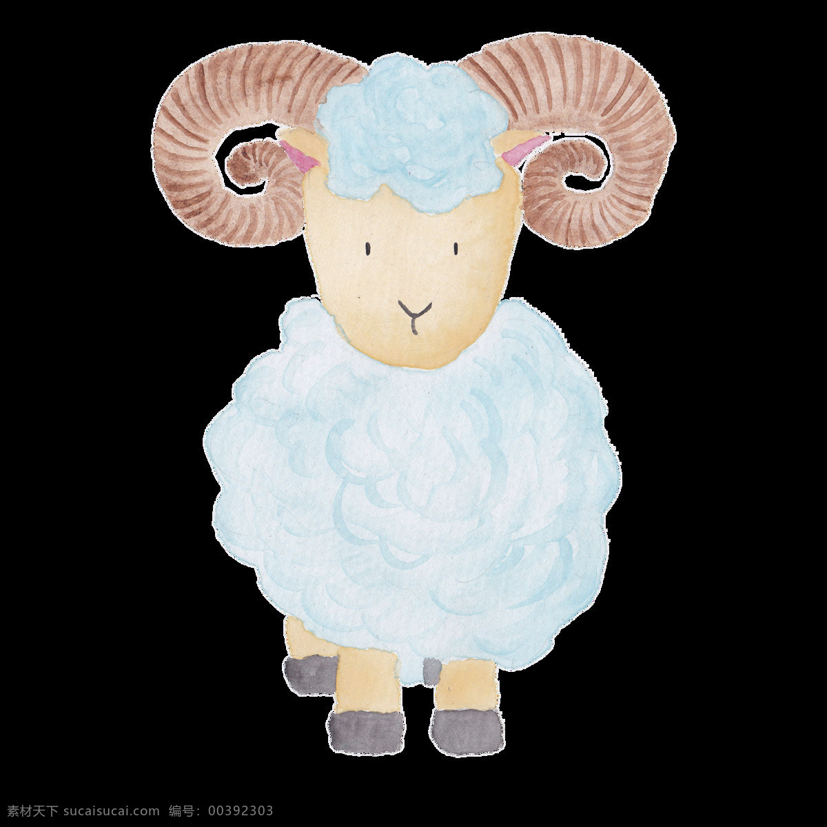 蓝色 手绘 小绵羊 透明 卡通 装饰 绵羊 透明素材 免扣素材 装饰图案