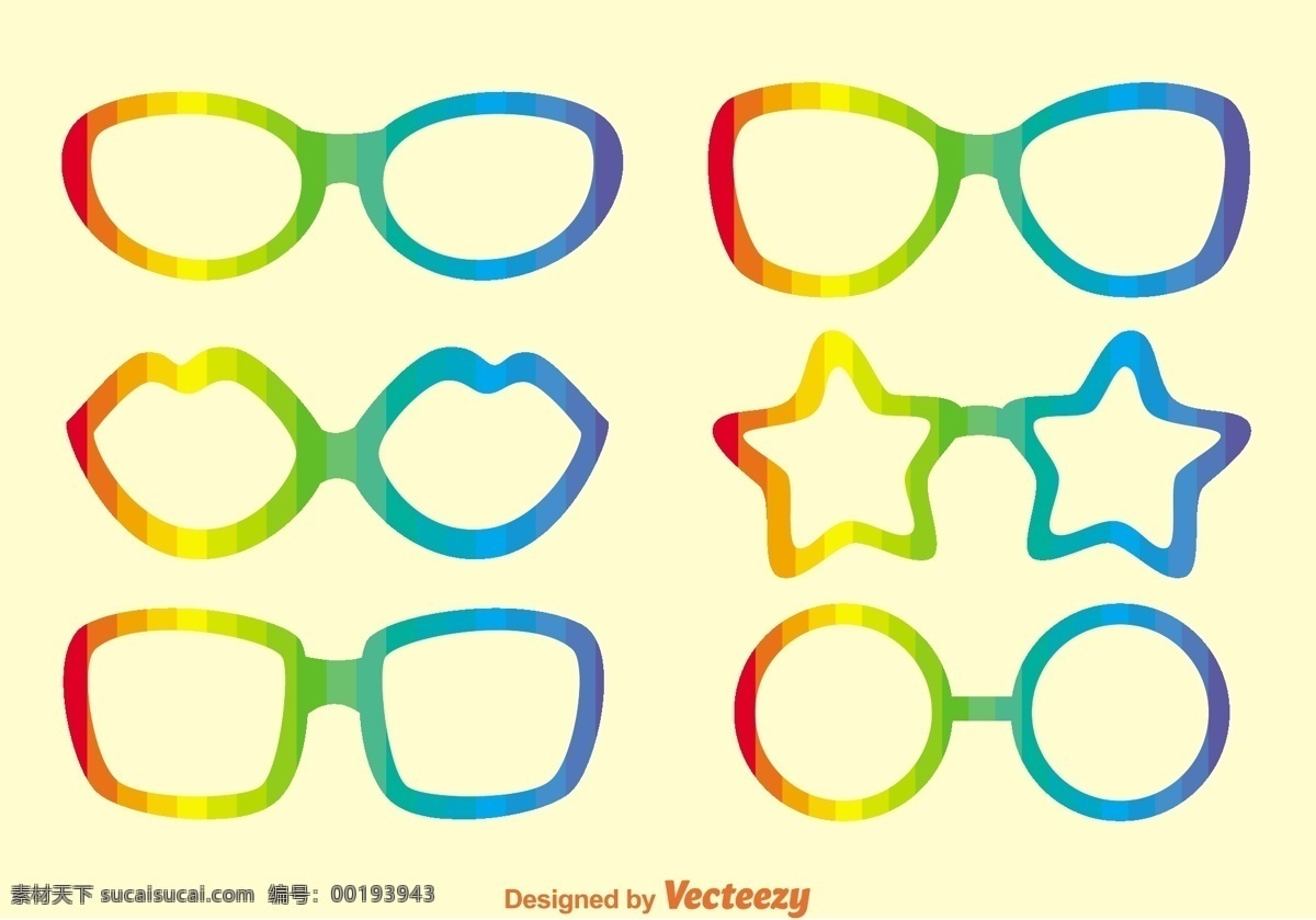 眼镜 设计图 彩色 绿色 矢量图 其他矢量图