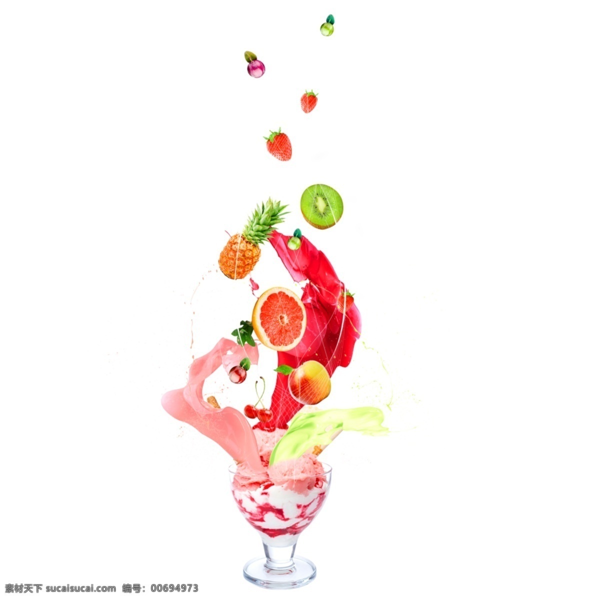 炫彩水果元素 炫彩水果 甜品素材 甜品 店 元素 红色