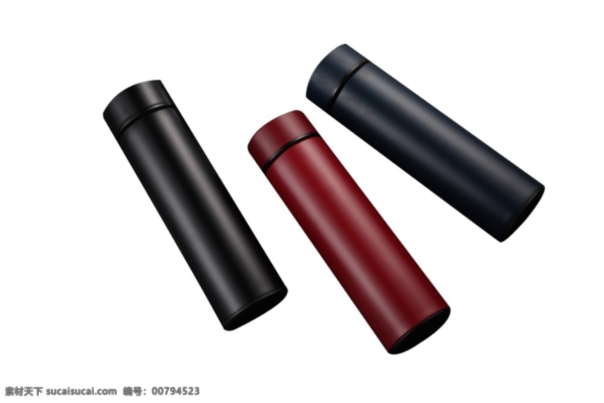 三个 金属 保温杯 简洁 黑色 蓝色 红色 方便携带 真空 亮面 保温热水 不锈钢保温杯 暗色 瓶子