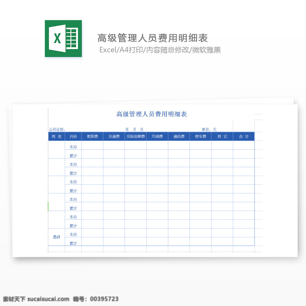 高级 管理 人员 费用 明细表 费用明细表 高级管理人员 对账单 报销表