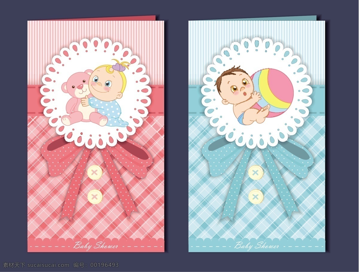 可爱 卡通 婴儿 卡片 矢量 粉色 宝宝周岁 手绘 矢量素材 平面设计素材
