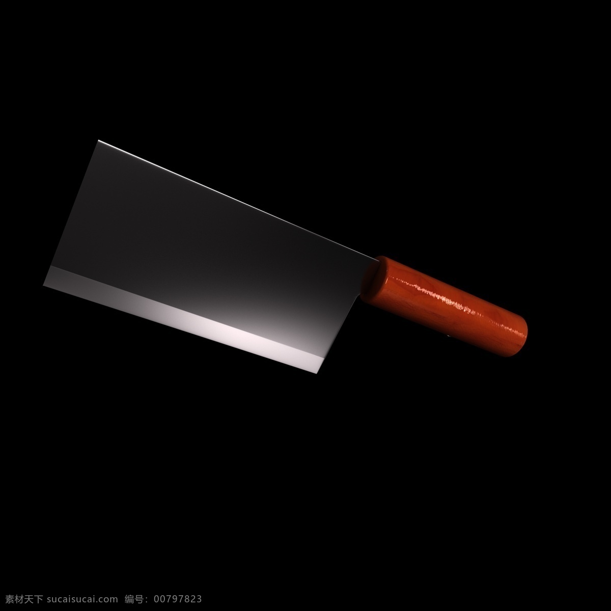 橙色 大刀 立体 装饰 厨房用具 厨房用品 创意刀具 不锈钢 钢制刀具 刀型设计插图 c4d