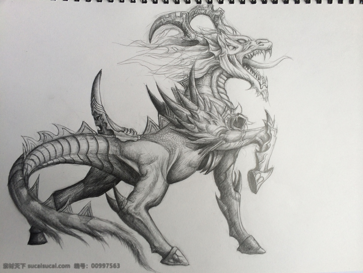 麒麟 怪兽 异兽 神兽 手绘 文化艺术 美术绘画