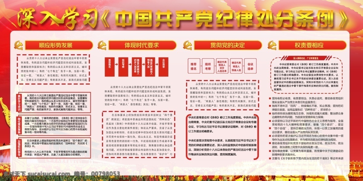 学习 中国共产党 纪律 处分 条例 展板 共产党 中国风 党建 两件套 认真 新修订 纪律处分 中共中央 党建展板 展板设计