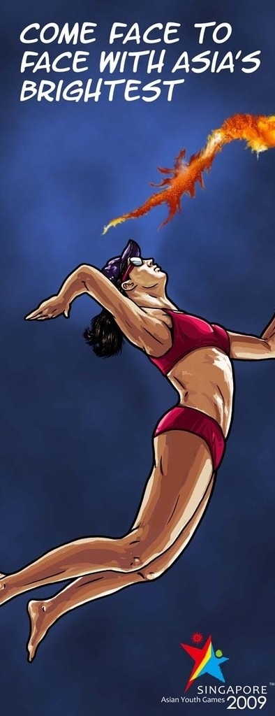 青 奥 会 排球 海报 2009 新加坡 亚洲 排球海报 高清 漫画人物 滞空扣杀 运动 年 青年 运动会 国外广告设计 广告设计模板 源文件