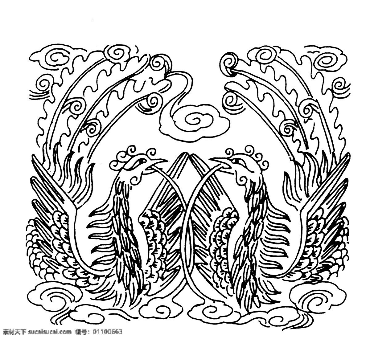 龙凤图案 清代图案 中国 传统 图案 147 设计素材 龙凤图纹 装饰图案 书画美术 白色