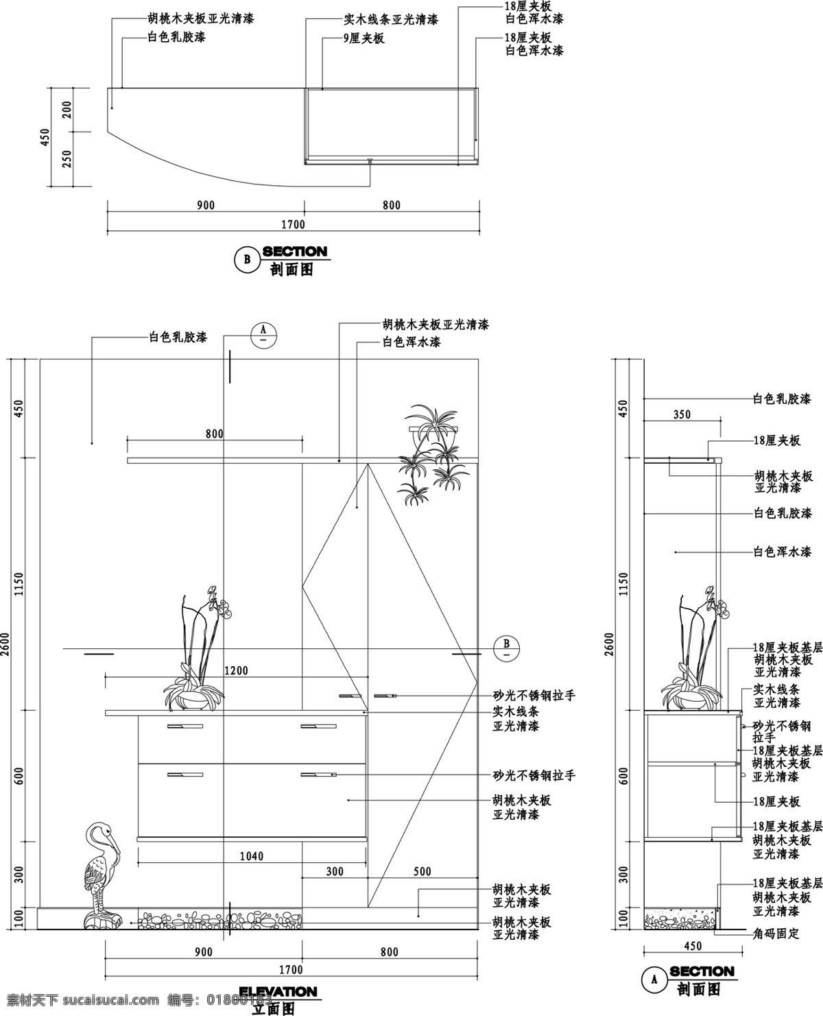 玄关 墙 立 剖面 cad设计图 cad图库 背景墙 机械制图 立面 施工图 源文件 玄关墙立剖面 dwg 3d模型素材 cad施工图