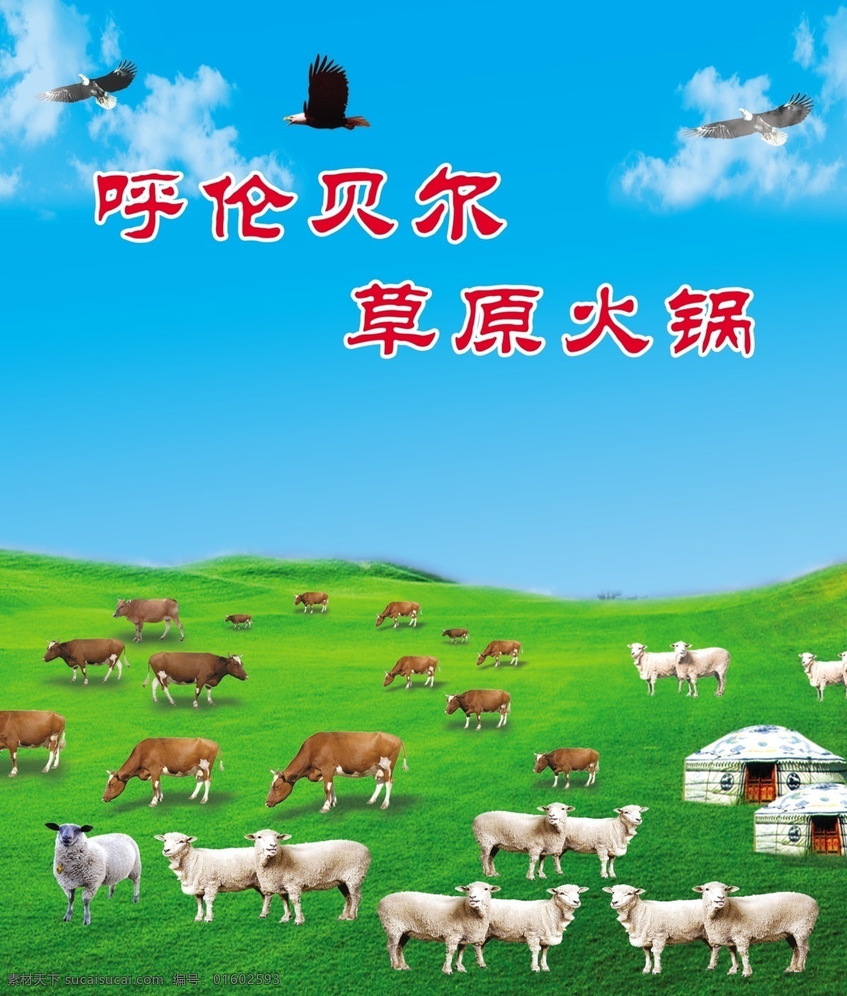 呼伦贝尔草原 呼伦贝尔 鹰 草原 草地 羊 室内广告设计