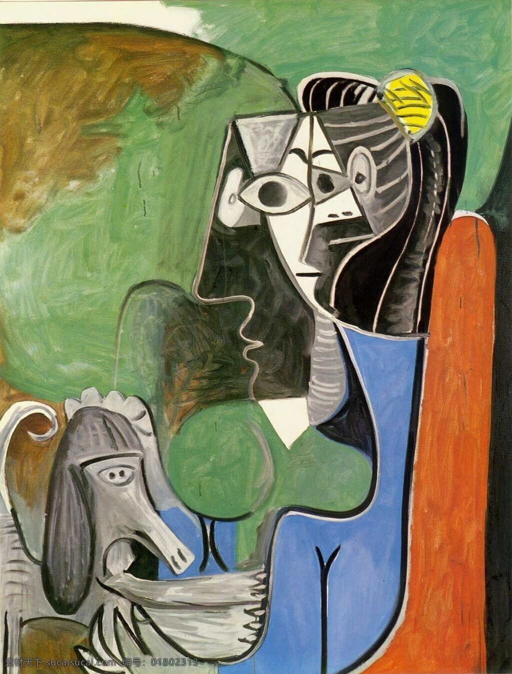 kaboul 西班牙 画家 巴勃罗 毕加索 抽象 油画 人物 人体 装饰画 avec assise jacqueline 1962 家居装饰素材