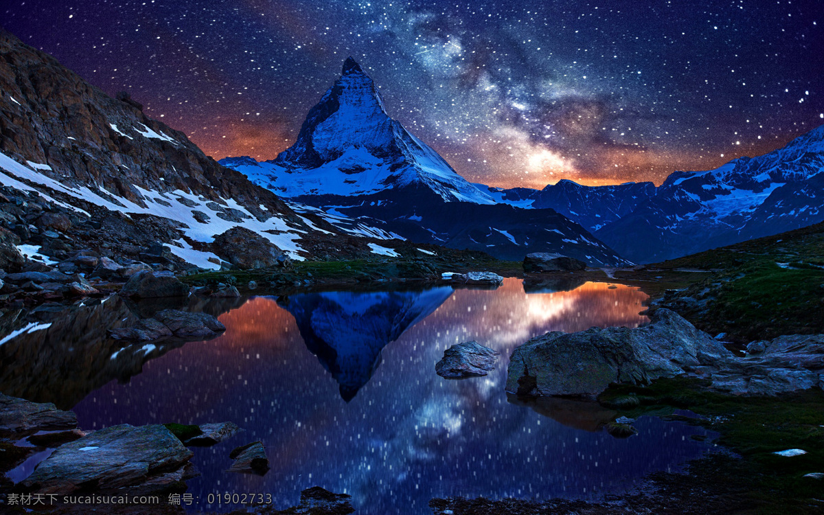 夜空景色 创意 夜晚 星空 太空 湖边 山 星星 夜空 自然景观