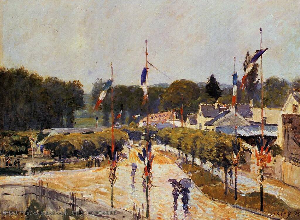 sisley 印象派 风景 自然 油画 装饰画 法国 画家 阿尔弗雷德 西 斯莱 alfred