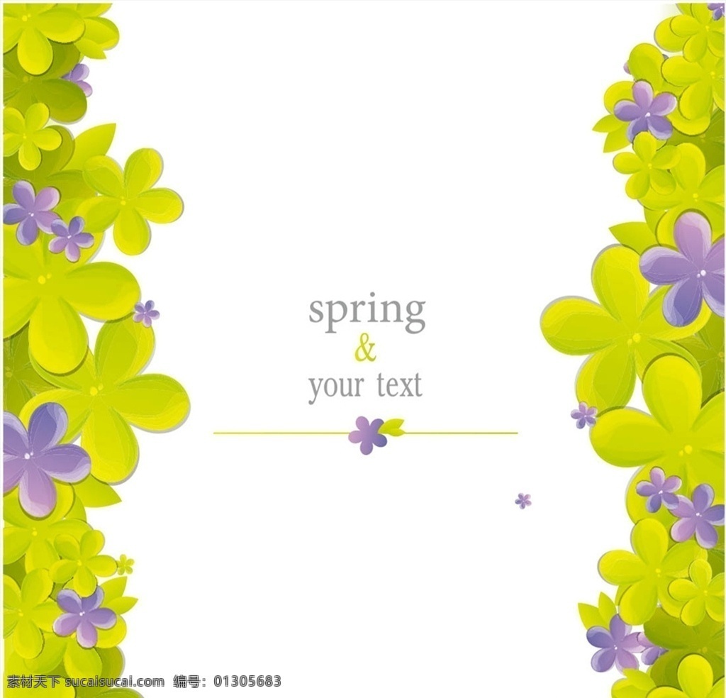 卡通 花朵 边框 绿色花朵 植物 春季主题 时尚背景 创意背景 抽象背景 矢量 高清图片
