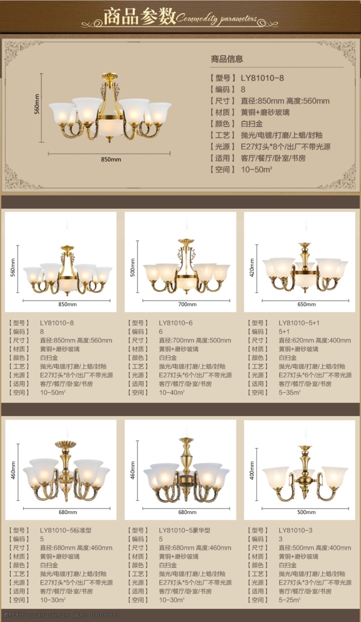 淘宝 详情 页 铜灯参数表 淘宝详情 参数表设计 欧式铜灯 白色