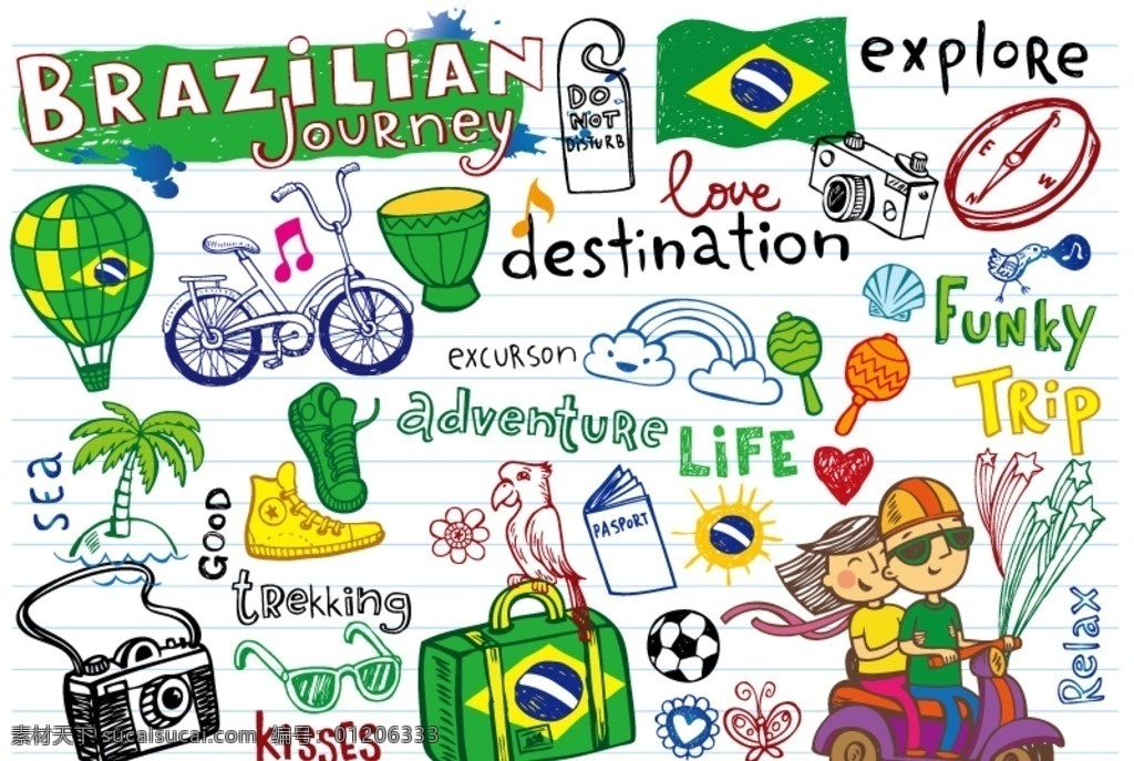 手绘 巴西 旅游 巴西旅游 手绘巴西 文化艺术