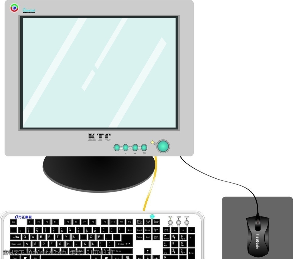台式电脑 电脑 台式机 键盘 鼠标 ktc 寸 通讯科技 现代科技 矢量